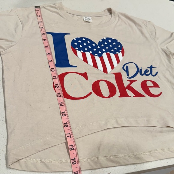NWT Daybreak "I ❤️ Diet Coke" Americana Crop Tee - Oyster Medium - Picture 9 of 12